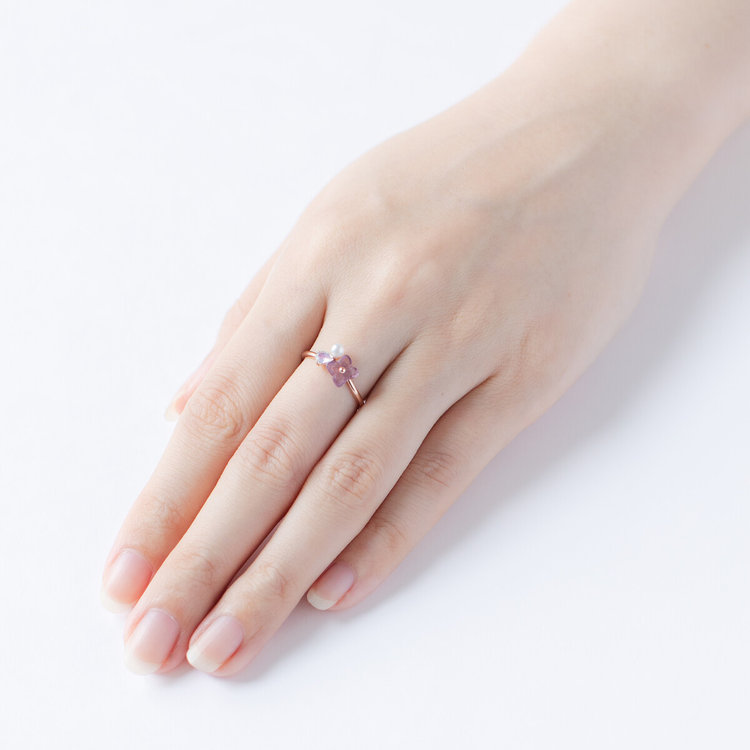 BLOOM ブルーム 【Birth Flower】6月誕生花 K10 ピンクゴールド アジサイ リング（指輪） ピンクゴールド