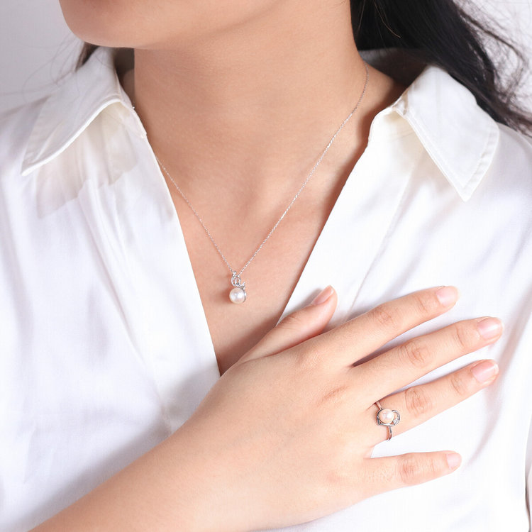 BLOOM ブルーム 6月誕生石 K10 ホワイトゴールド あこや真珠 ハート リング（指輪） ホワイトゴールド