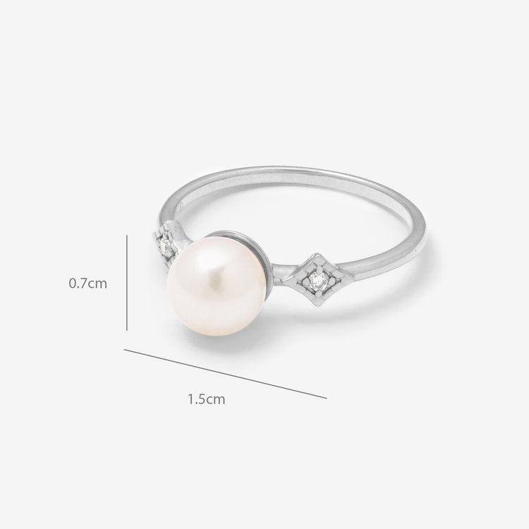 BLOOM ブルーム 6月誕生石 K10 ホワイトゴールド あこや真珠 リング（指輪） ホワイトゴールド