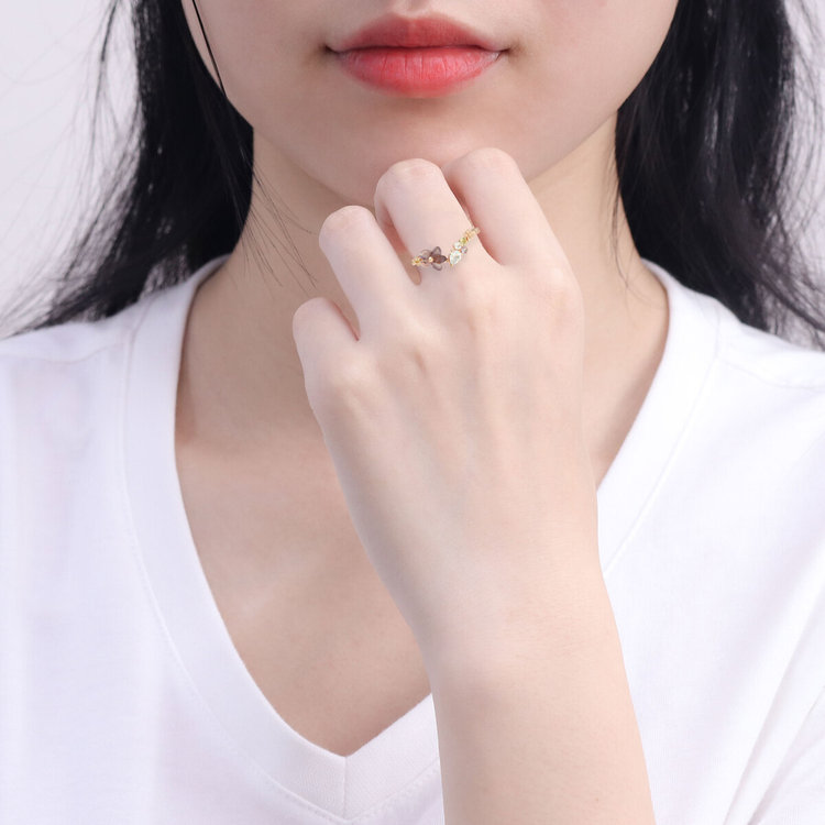 BLOOM ブルーム 【Birth Flower】3月誕生花 K10 ピンクゴールド スミレ リング（指輪） ピンクゴールド