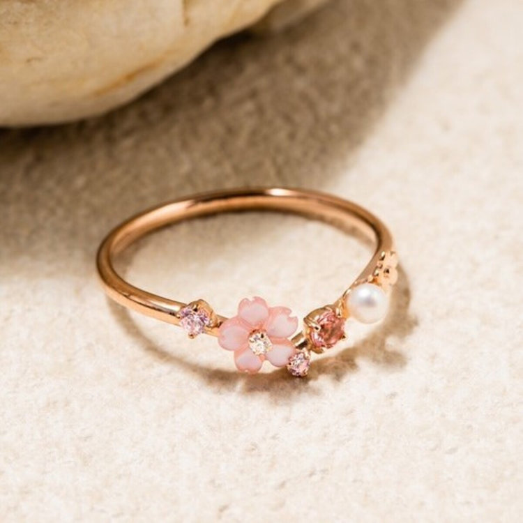 BLOOM ブルーム 【2026スプリングコレクション】【Birth Flower】4月誕生花 K10 ピンクゴールド サクラ リング（指輪） ピンクゴールド