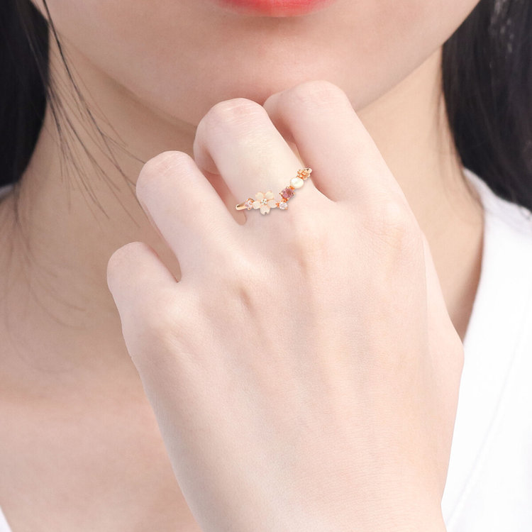 BLOOM ブルーム 【2026スプリングコレクション】【Birth Flower】4月誕生花 K10 ピンクゴールド サクラ リング（指輪） ピンクゴールド