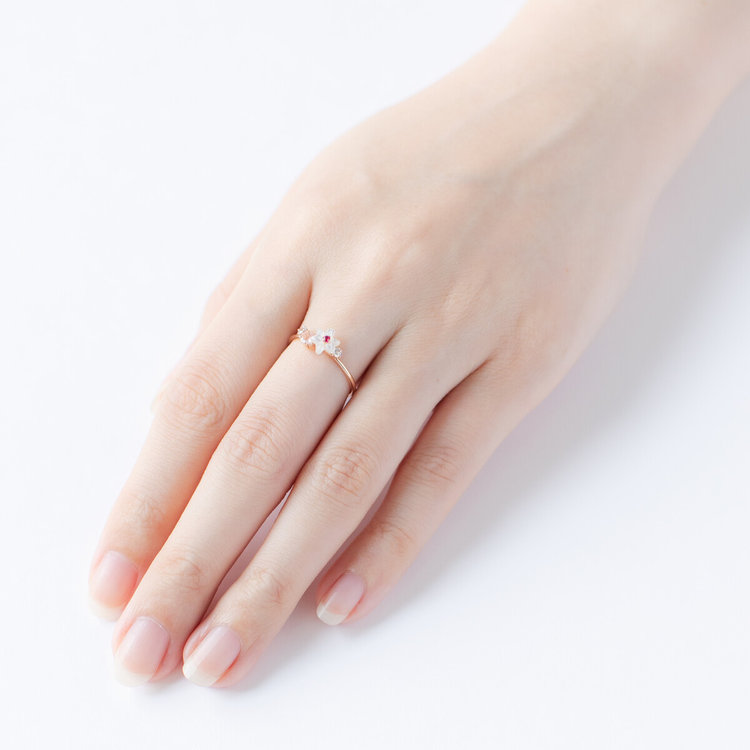 BLOOM ブルーム 【Birth Flower】7月誕生花 K10 ピンクゴールド ユリ リング（指輪） ピンクゴールド