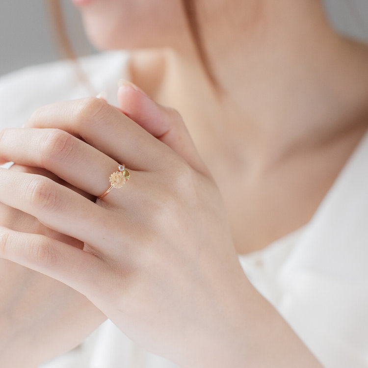 BLOOM ブルーム 【Birth Flower】8月誕生花 K10 ピンクゴールド ヒマワリ リング（指輪） ピンクゴールド