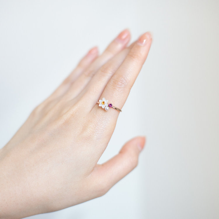 BLOOM ブルーム 【Birth Flower】1月誕生花 K10 ピンクゴールド スイセン リング（指輪） ピンクゴールド