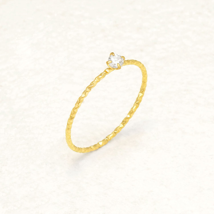 BLOOM ブルーム ステンレス キュービックジルコニア リング（指輪）（サージカルステンレス 316L） イエロー