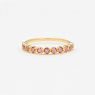 【2025ウインターコレクション】【Tanje】10月誕生石 K18 イエローゴールド ピンクトルマリン リング（指輪）