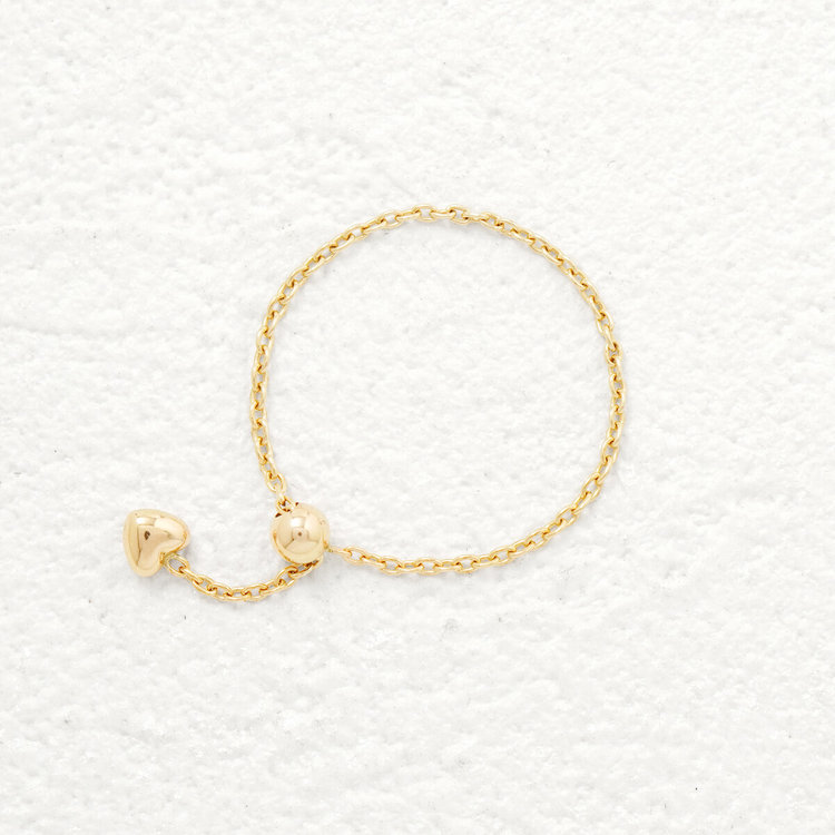 BLOOM ブルーム K10 イエローゴールド ハート チェーンリング（指輪） イエローゴールド