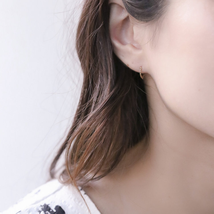 BLOOM ブルーム K10 イエローゴールド レース フープ ピアス イエローゴールド