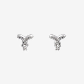 K10 ホワイトゴールド ダイヤモンド クロス ピアス