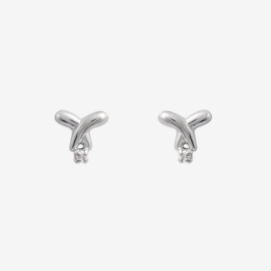 K10 ホワイトゴールド ダイヤモンド クロス ピアス