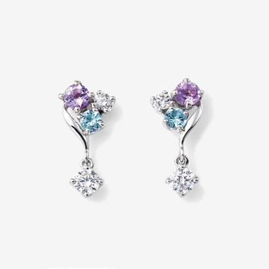 【Garden】2月誕生石 K10 ホワイトゴールド アメジスト ピアス