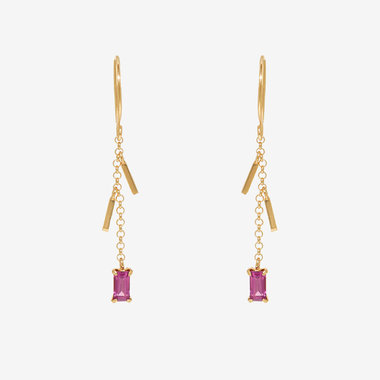 【Ear Jewelry】1月誕生石 K10 イエローゴールド ロードライトガーネット フック ピアス