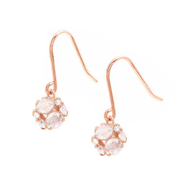 【ドラマ着用】【Rondelle】K10 ピンクゴールド ローズクォーツ フック ピアス