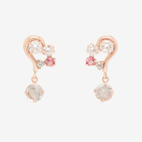 【2026スプリングコレクション】【Ear Jewelry】K10 ピンクゴールド ローズクォーツ ハート ピアス