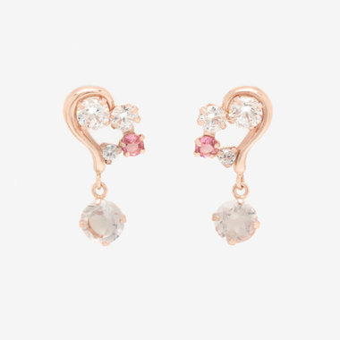 【2026スプリングコレクション】【Ear Jewelry】K10 ピンクゴールド ローズクォーツ ハート ピアス