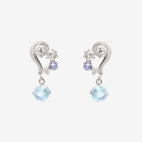 【Ear Jewelry】11月誕生石 K10 ホワイトゴールド ブルートパーズ ハート ピアス