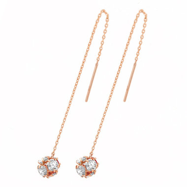 【Rondelle】K10 ピンクゴールド キュービックジルコニア アメリカン ピアス