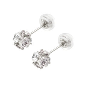【Rondelle】K10 ホワイトゴールド キュービックジルコニア ピアス