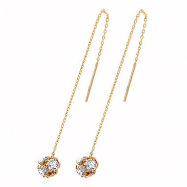 【Rondelle】K10 イエローゴールド キュービックジルコニア アメリカン ピアス