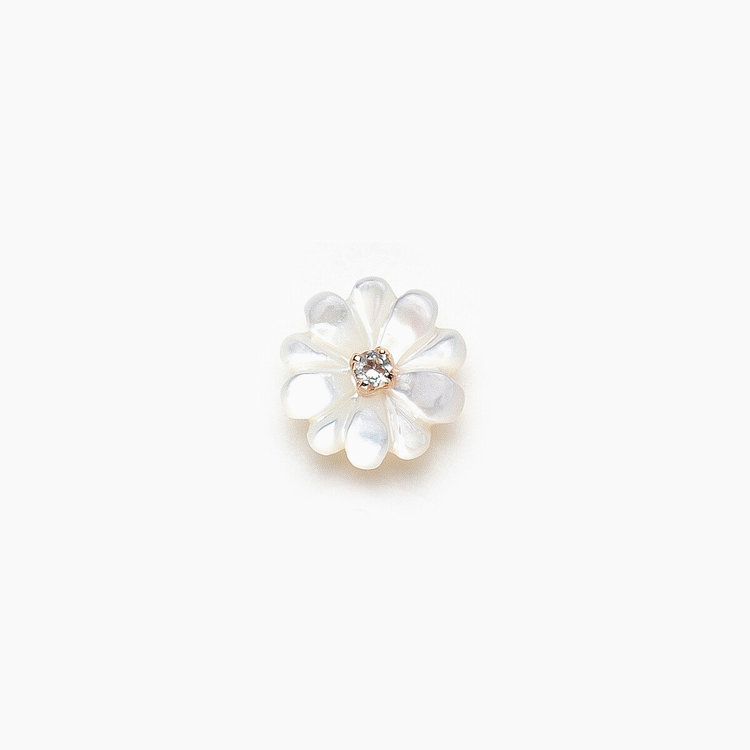 BLOOM ブルーム 【Birth Flower】2月誕生花 K10 ピンクゴールド マーガレット ピアス ※片耳用 ピンクゴールド