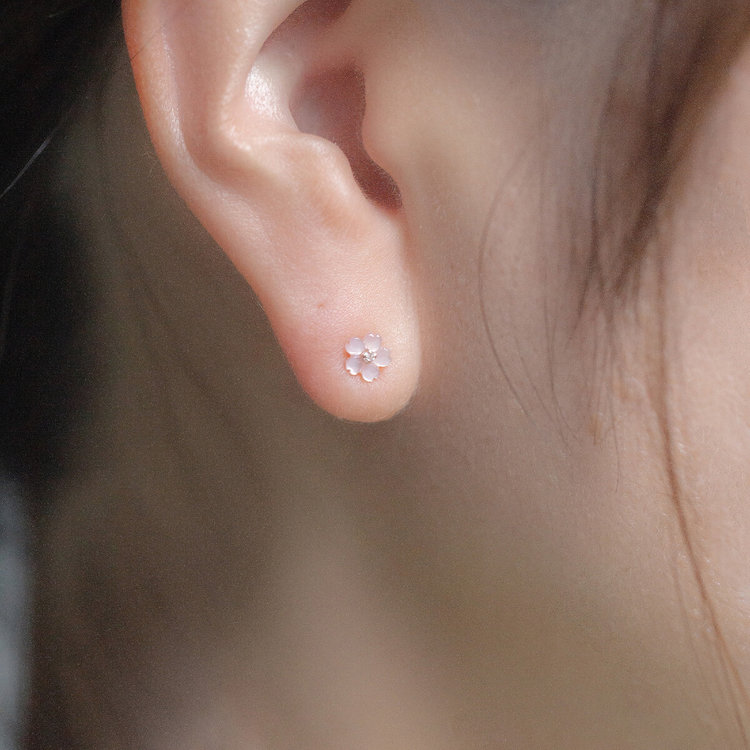 BLOOM ブルーム 【Birth Flower】4月誕生花 K10 ピンクゴールド サクラ ピアス ※片耳用 ピンクゴールド