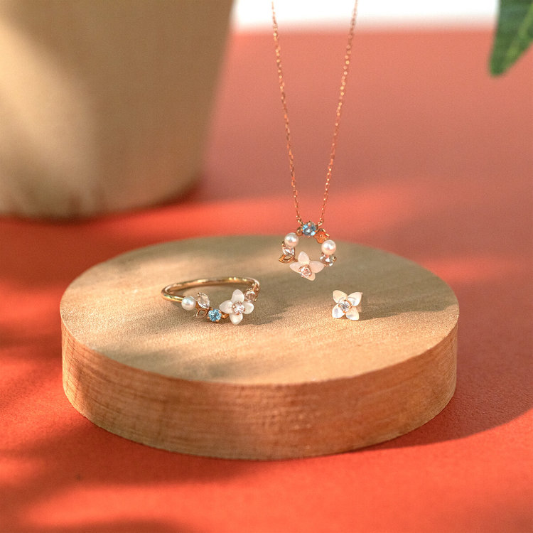 BLOOM ブルーム 【Birth Flower】11月誕生花 K10 ピンクゴールド ブバリア ピアス ※片耳用 ピンクゴールド