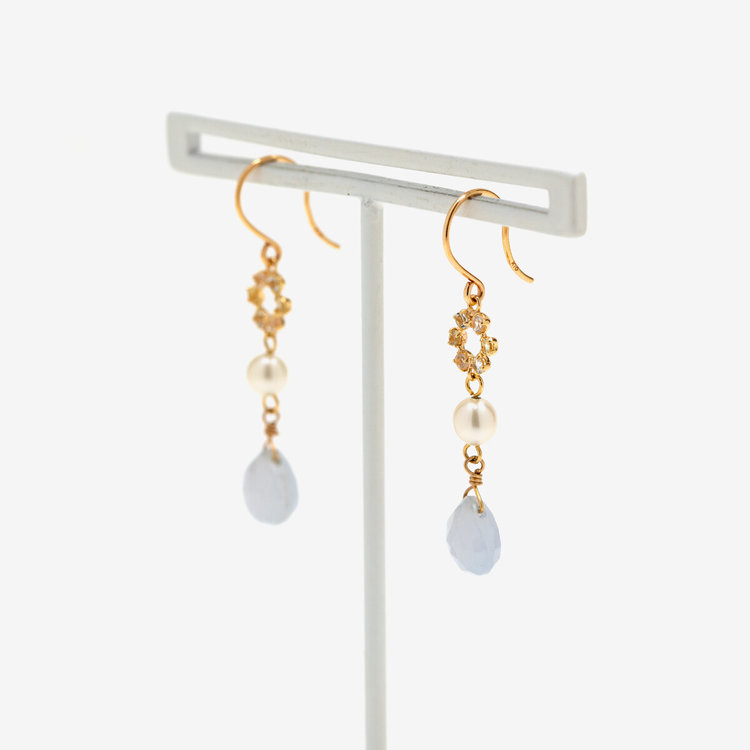 BLOOM ブルーム 【美人百花掲載】K10 イエローゴールド ブルーカルセドニー フック ピアス イエローゴールド