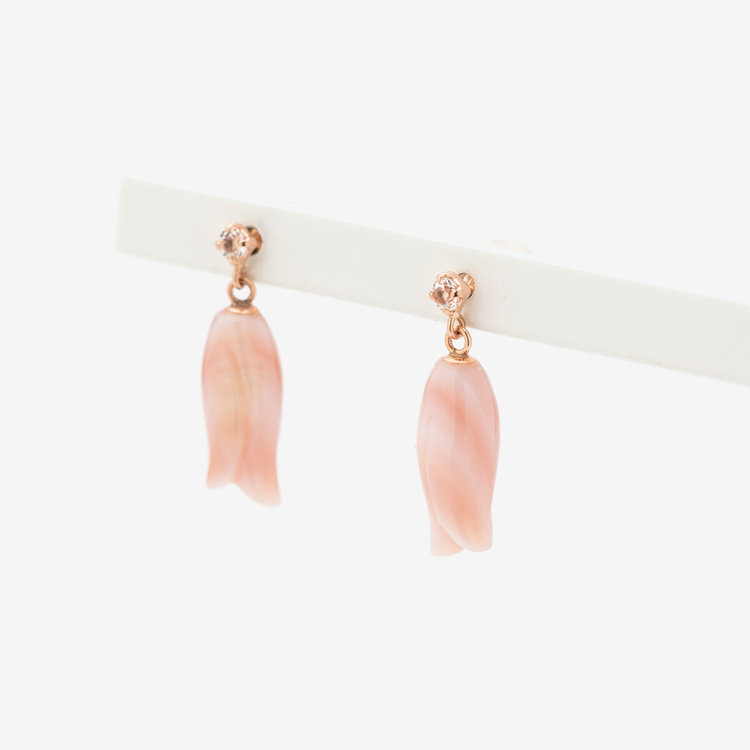 BLOOM ブルーム K10 ピンクゴールド ピンク蝶貝 チューリップ ピアス（片耳用） ピンクゴールド