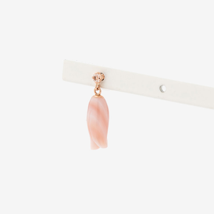 BLOOM ブルーム K10 ピンクゴールド ピンク蝶貝 チューリップ ピアス（片耳用） ピンクゴールド