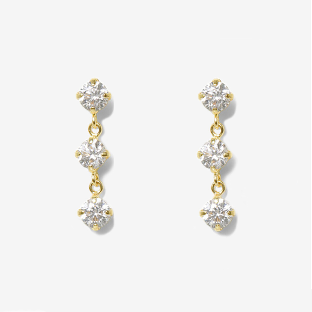 Ear Jewelry】K10 ホワイトゴールド キュービックジルコニア ピアス 