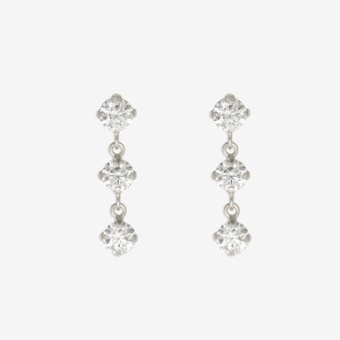 【Ear Jewelry】K10 ホワイトゴールド キュービックジルコニア ピアス
