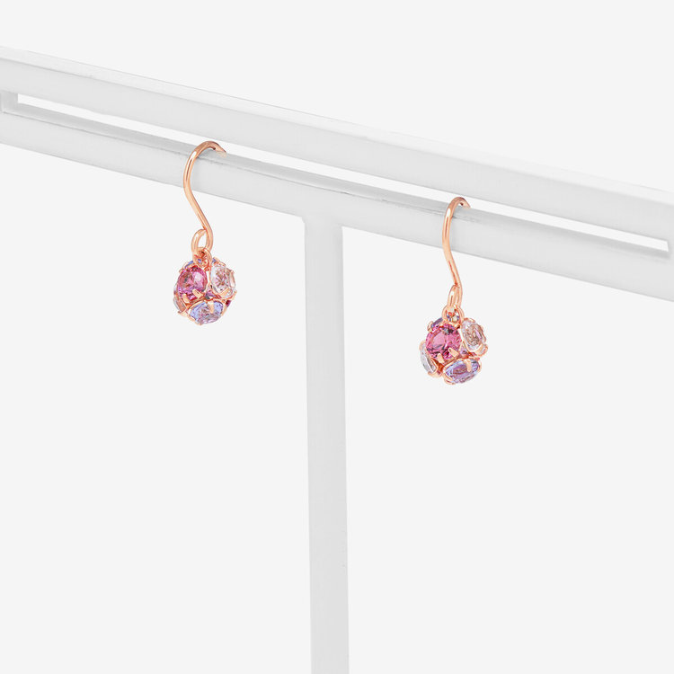 BLOOM ブルーム 【2026スプリングコレクション】【Rondelle】K10 ピンクゴールド キュービックジルコニア フック ピアス（Berry Pink） ピンクゴールド