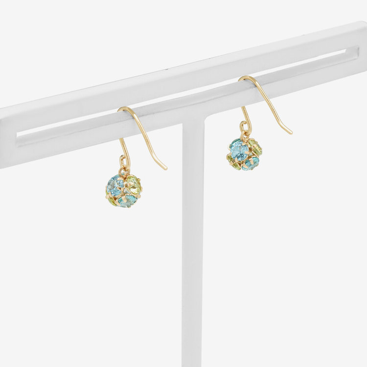 BLOOM ブルーム 【Rondelle】K10 イエローゴールド キュービックジルコニア フック ピアス（Lime Green） イエローゴールド