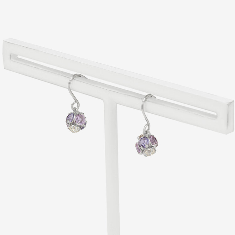 BLOOM ブルーム 【Rondelle】K10 ホワイトゴールド キュービックジルコニア フック ピアス（Lilac Purple） ホワイトゴールド