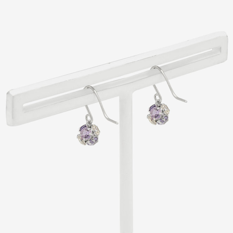 BLOOM ブルーム 【Rondelle】K10 ホワイトゴールド キュービックジルコニア フック ピアス（Lilac Purple） ホワイトゴールド