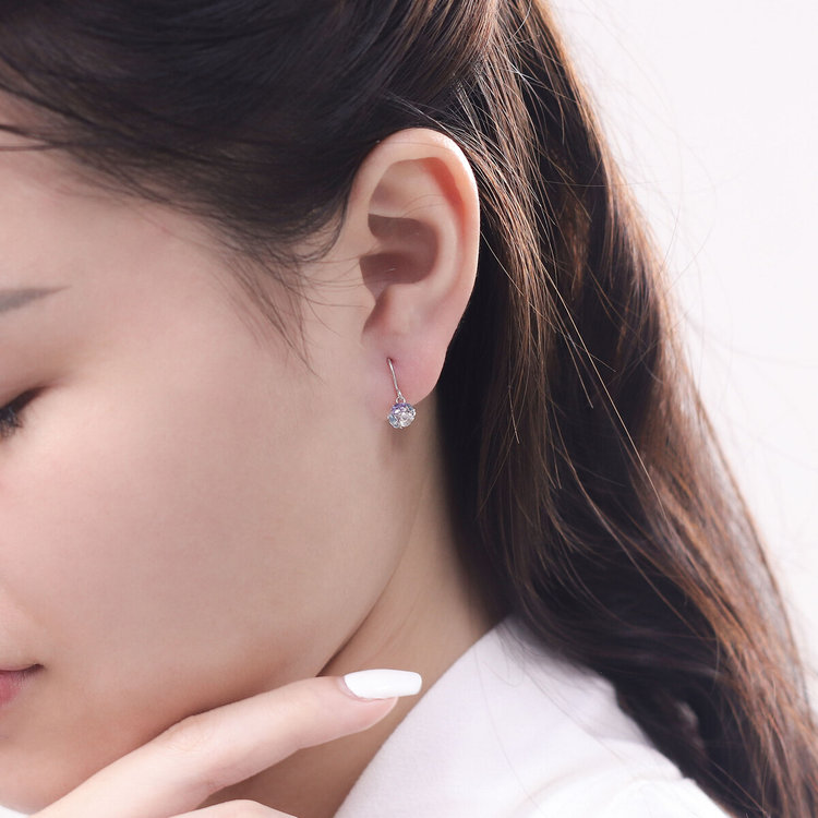 BLOOM ブルーム 【Rondelle】K10 ホワイトゴールド キュービックジルコニア フック ピアス（Shine Blue ） ホワイトゴールド