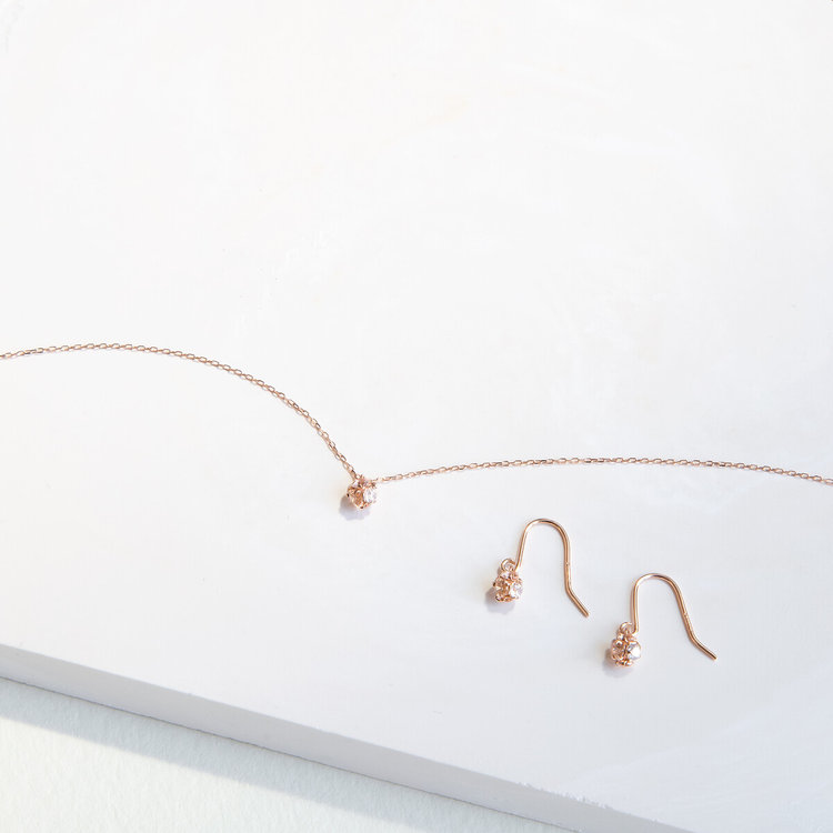 BLOOM ブルーム 【Rondelle】K10 ピンクゴールド キュービックジルコニア フック ピアス（Mellow Orange） ピンクゴールド