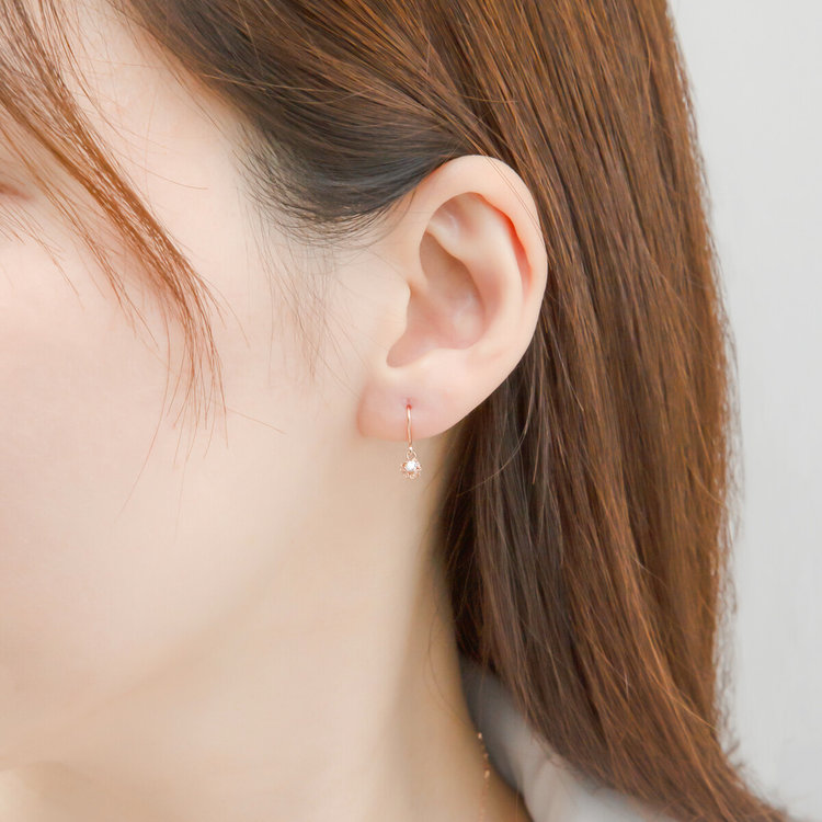 BLOOM ブルーム 【Rondelle】K10 ピンクゴールド キュービックジルコニア フック ピアス（Mellow Orange） ピンクゴールド