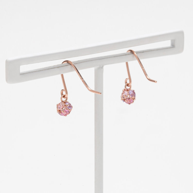 BLOOM ブルーム 【Rondelle】K10 ピンクゴールド キュービックジルコニア フック ピアス（Berry Pink） ピンクゴールド