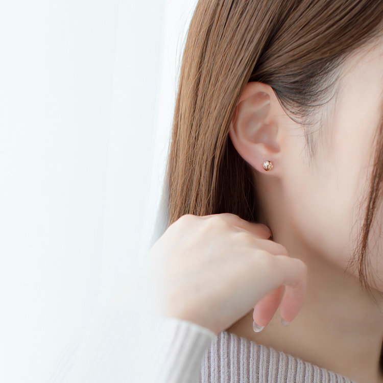 BLOOM ブルーム 【2025ウインターコレクション】【Rondelle】K10 イエローゴールド キュービックジルコニア ピアス イエローゴールド