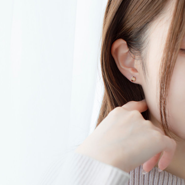 BLOOM ブルーム 【2025ウインターコレクション】【Rondelle】K10 イエローゴールド キュービックジルコニア ピアス イエローゴールド