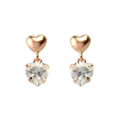 【Ear Jewelry】K10 ピンクゴールド キュービックジルコニア ハート ピアス