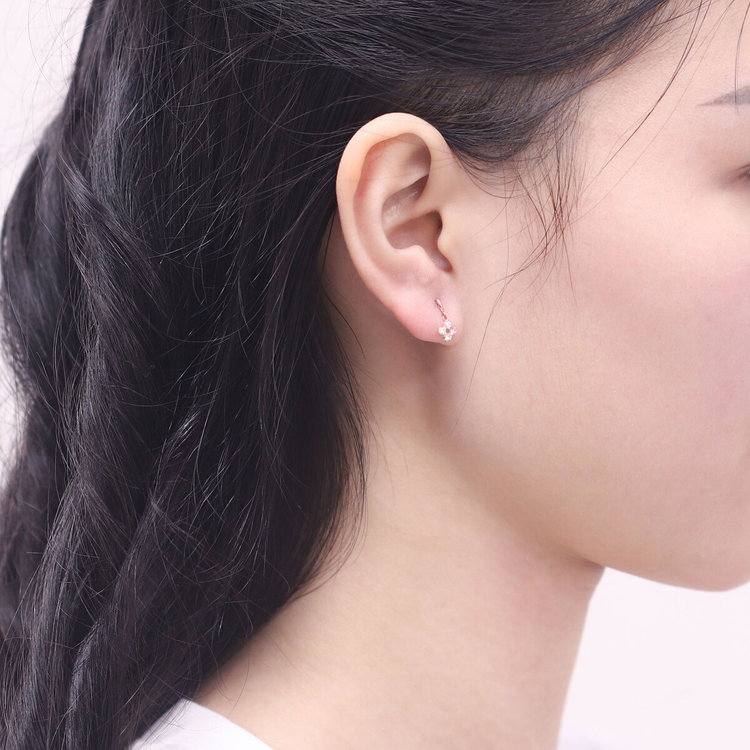 BLOOM ブルーム 【Ear Jewelry】K10 ピンクゴールド キュービックジルコニア フラワー ピアス ピンクゴールド