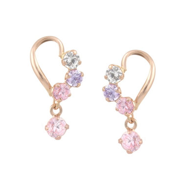 【Ear Jewelry】K10 ピンクゴールド キュービックジルコニア ハート ピアス