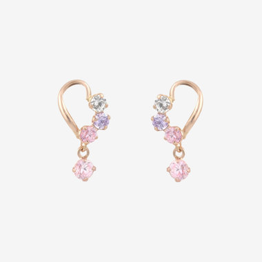 【Ear Jewelry】K10 ピンクゴールド キュービックジルコニア ハート ピアス
