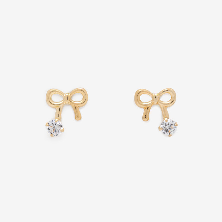 Ear Jewelry】K10 イエローゴールド キュービックジルコニア リボン
