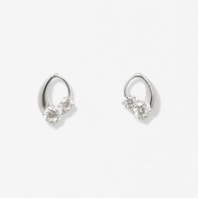 【Ear Jewelry】K10 ホワイトゴールド キュービックジルコニア しずく ピアス