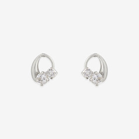 【Ear Jewelry】K10 ホワイトゴールド キュービックジルコニア しずく ピアス