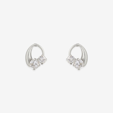 【Ear Jewelry】K10 ホワイトゴールド キュービックジルコニア しずく ピアス